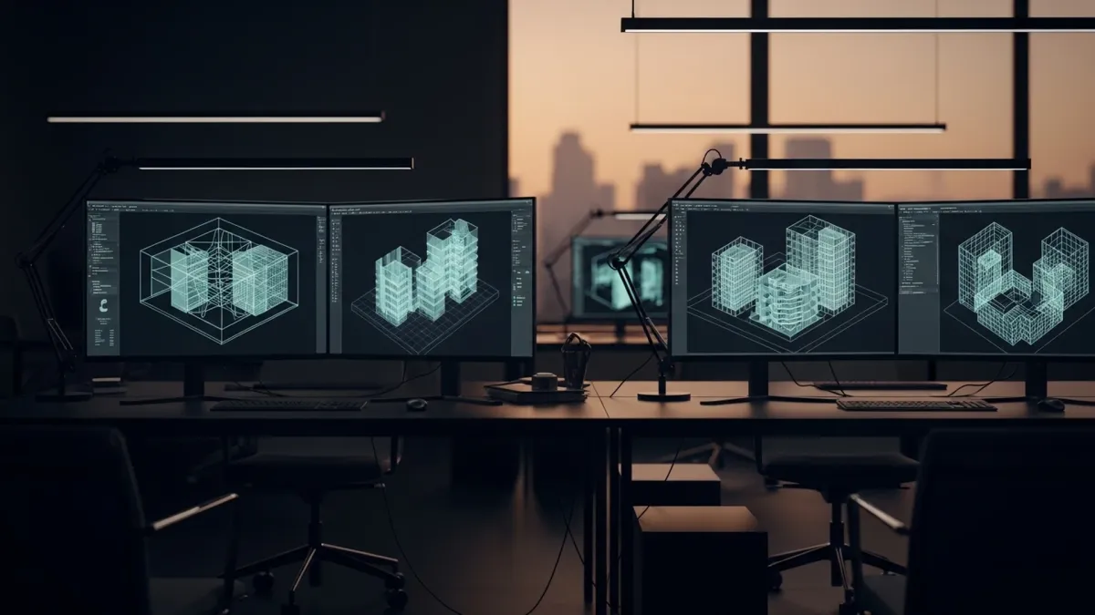 Computational design studio with parametric building models