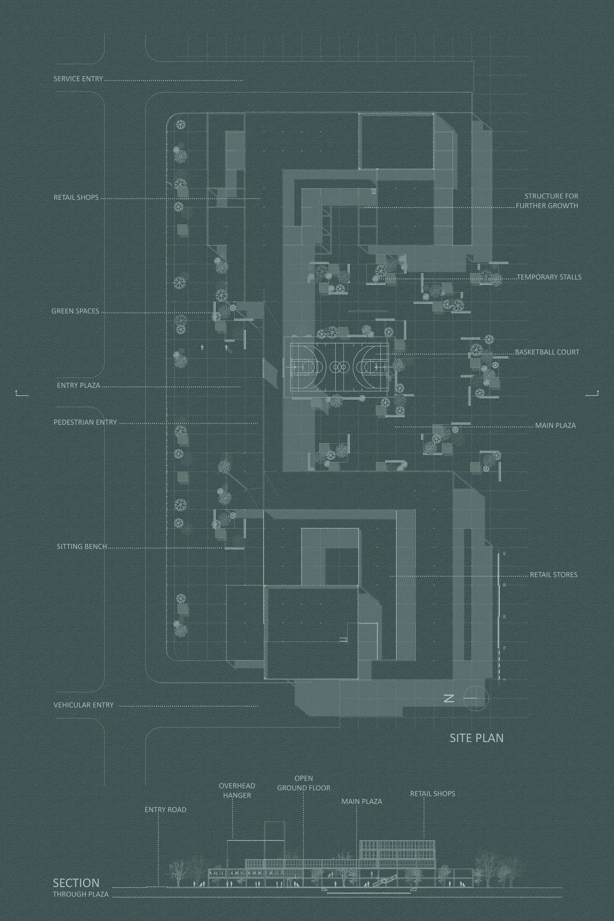 site plan and section