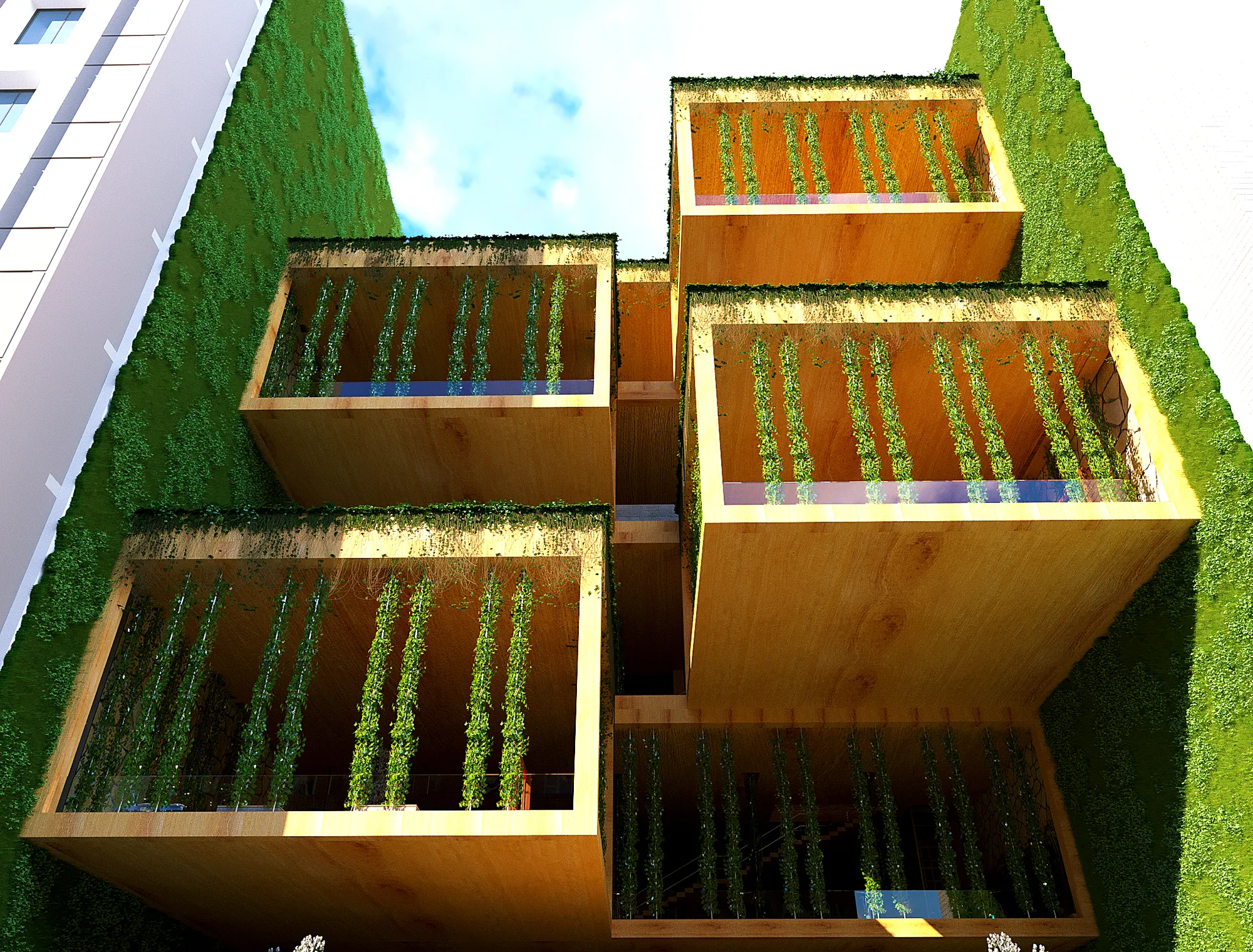 Vertical park with iranian garden approach