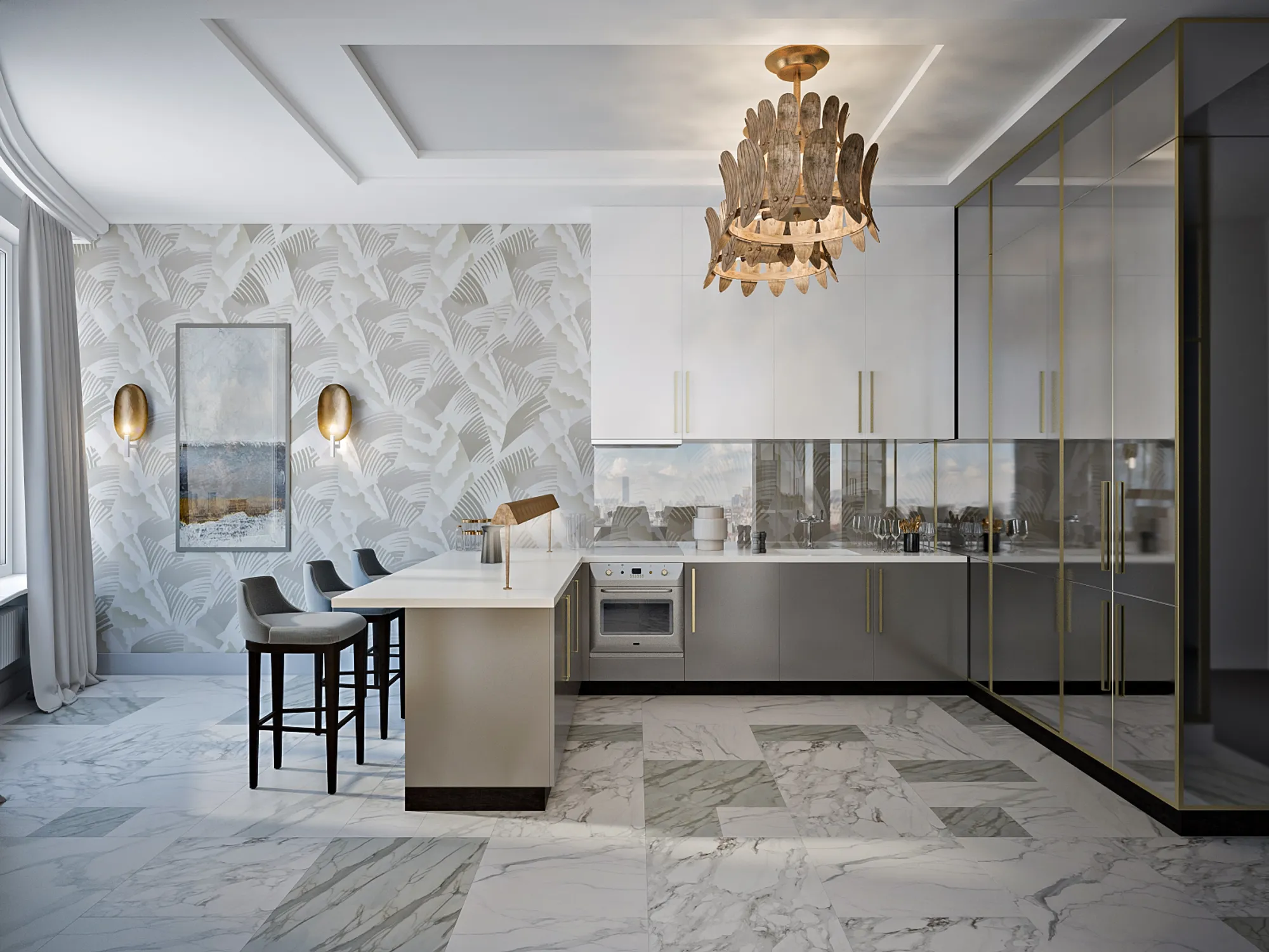 Elegant interior based on the best Art Deco traditions