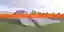 The image is a 3D architectural rendering of a modern sculpture or art installation in a park-like s