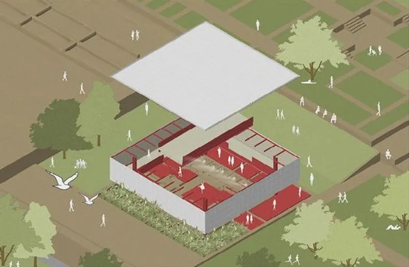 Modular pavilion: Adaptable space for events within Shaniwar Wada.