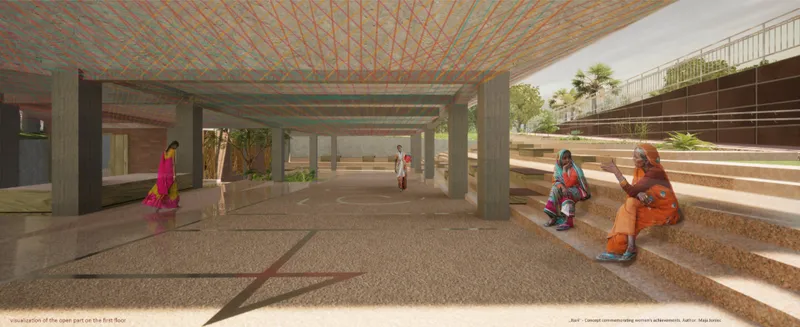 Open-plan design fostering community interaction and education.