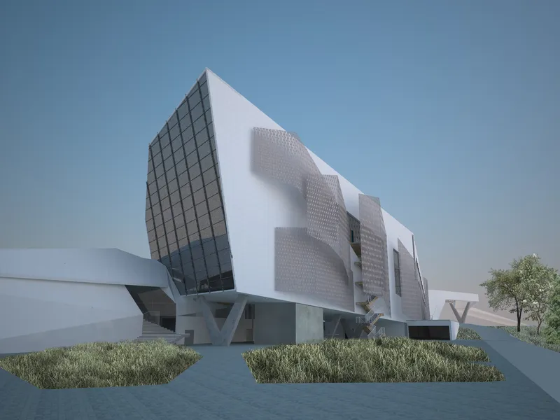 The modern facade of the Cultural Center exemplifies innovative design with its unique blend of geometry and functionality.