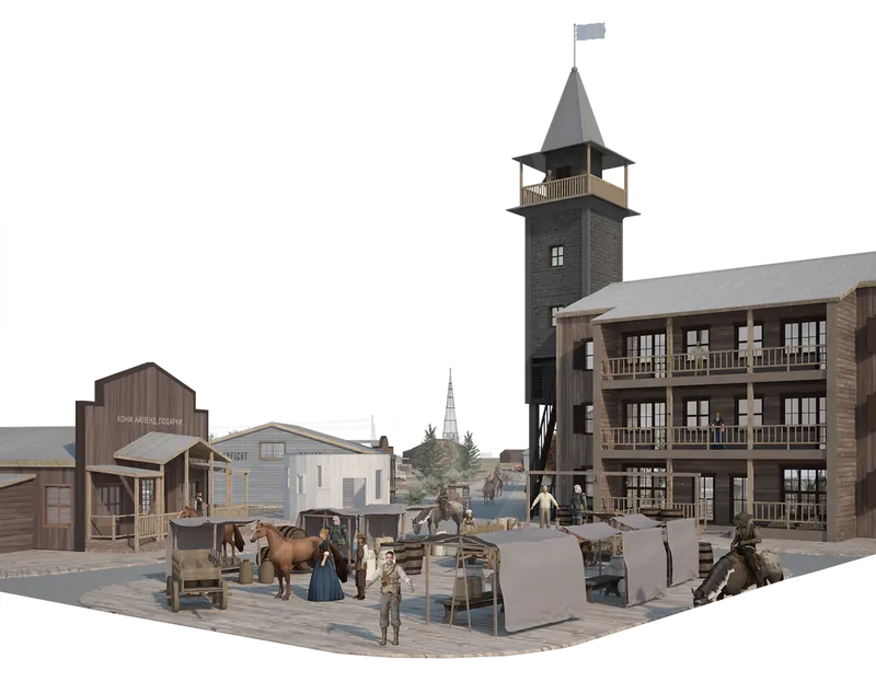 Step into Queen Kate's Saloon and the lively market at Koney Island.