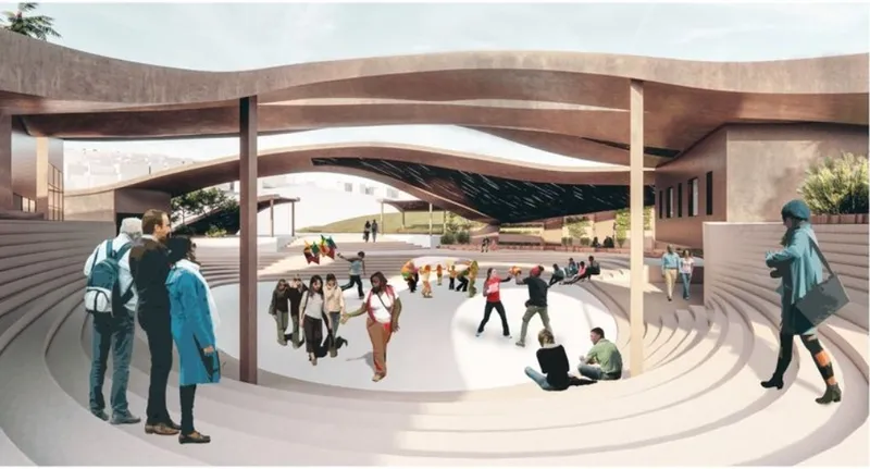 The central gathering space promoting inclusivity and engagement for all age groups.
