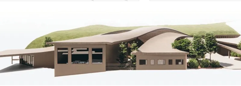 The architectural design harmoniously blending into the natural landscape.