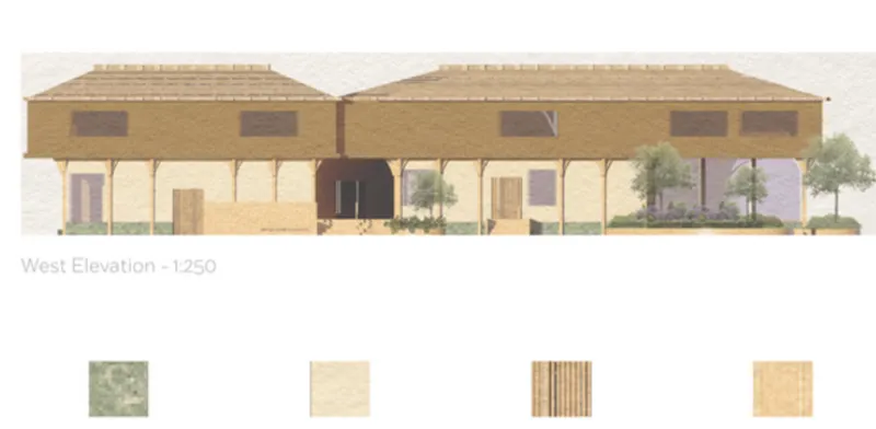 The earthy palette and natural materials defining the school's aesthetic.