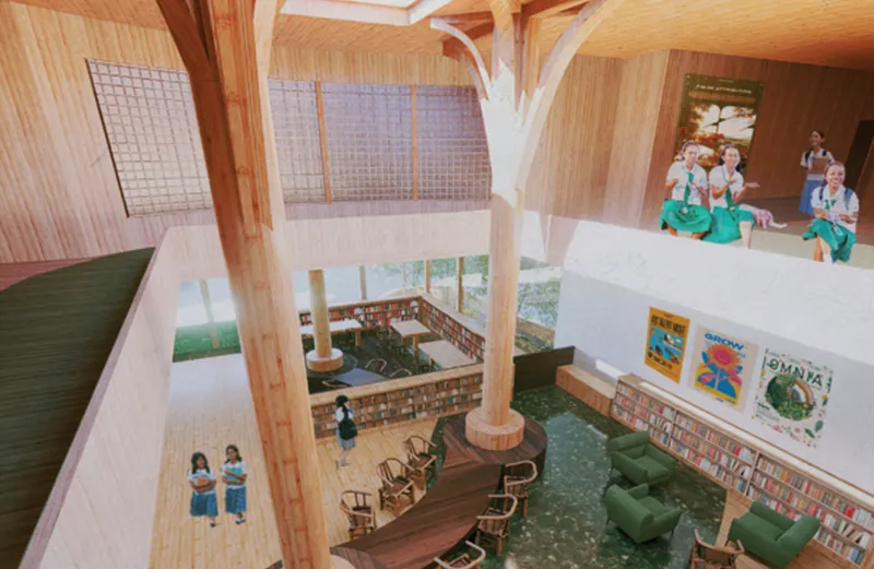 An open, sunlit space fostering learning and connection with nature.