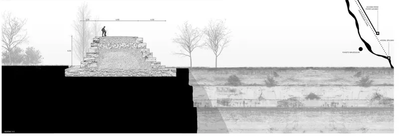 Cross-sectional detail showcasing flood management design.