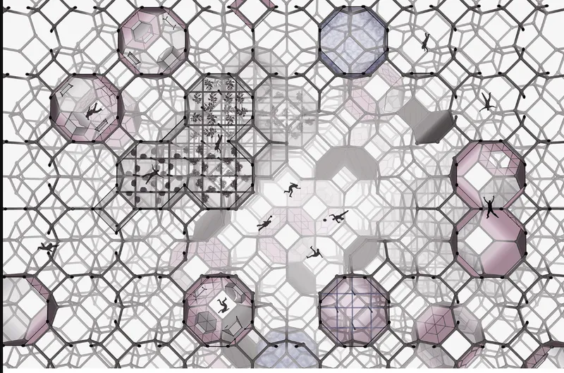 A top-view design of interconnected modular systems.