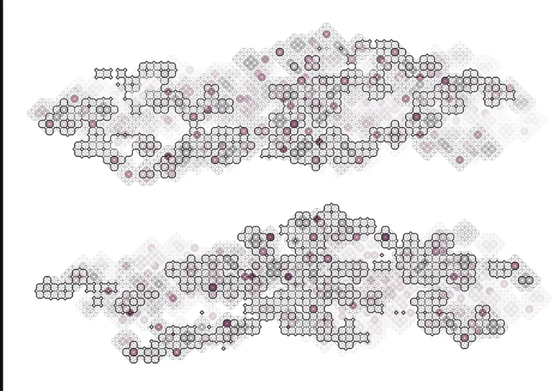 The evolution and expansion of the habitat over time.