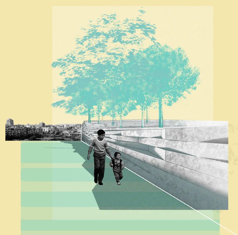 A peaceful walkway at Memory Park—where sustainability and design inspire moments of connection and discovery for all ages.