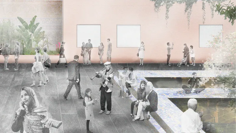 A harmonious gathering: Aleppo's restored spaces come alive with art, culture, and community, reflecting a sustainable urban future.