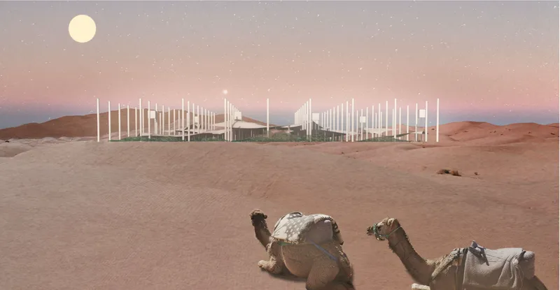 Nature Sprawl: A visionary blend of human and natural coexistence in the Sahara desert.