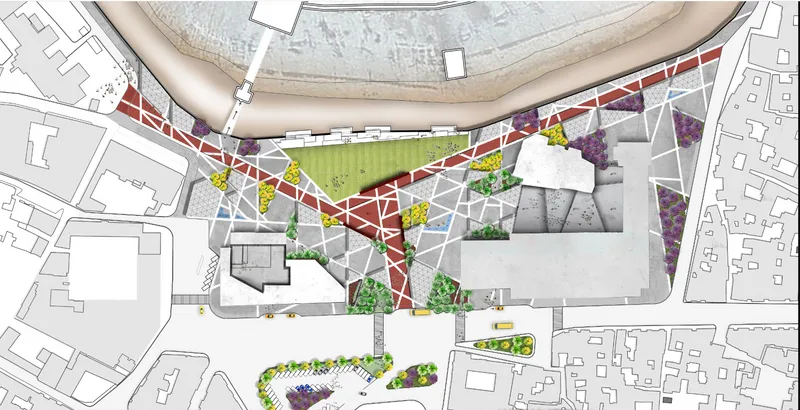 A reimagined urban layout blending greenery, pathways, and cultural landmarks to reconnect Aleppo’s community.