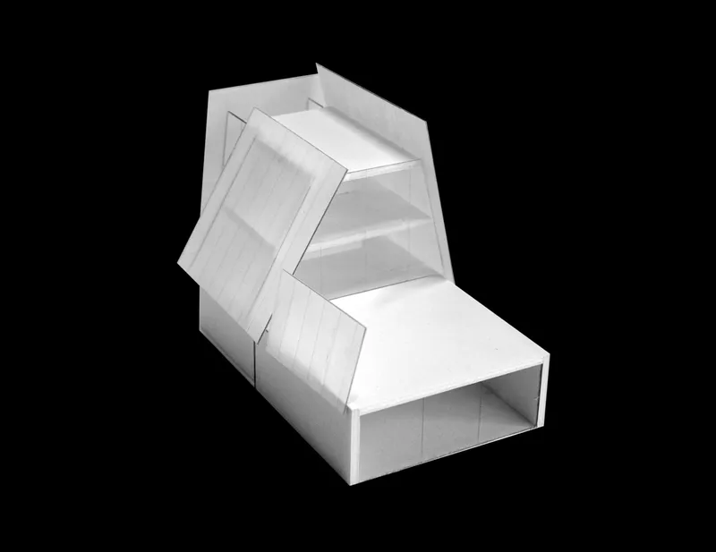 Single white card model on black background showing the form.