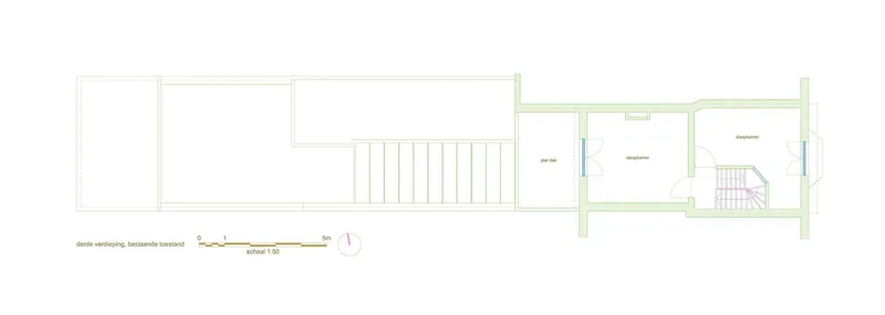Floor plan drawing illustrating the existing parking area with adjacent sleeping and utility rooms