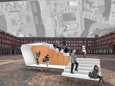 Ascension Scope: A Portable Staircase That Becomes a Stage