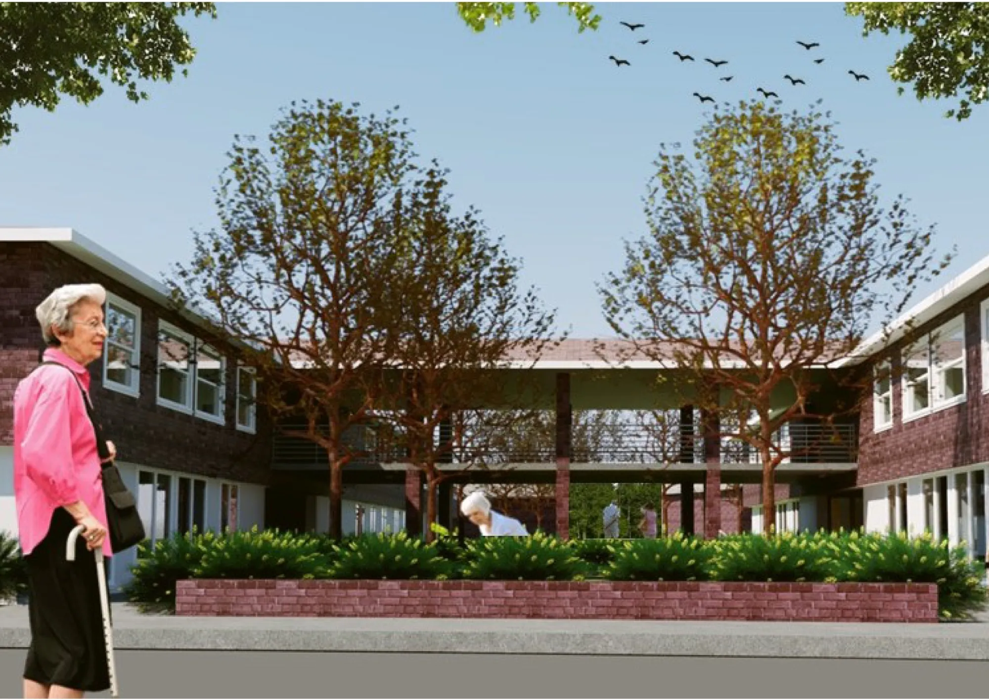 Good Evening Life: Brick Courtyards and Covered Walkways Redefine Elderly Living