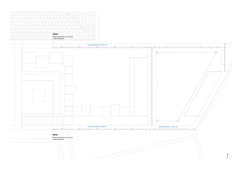 Site plan drawing showing building footprints and adjacent diagonal street geometries