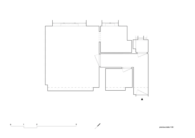 Floor plan drawing showing the layout of a residential unit before renovation