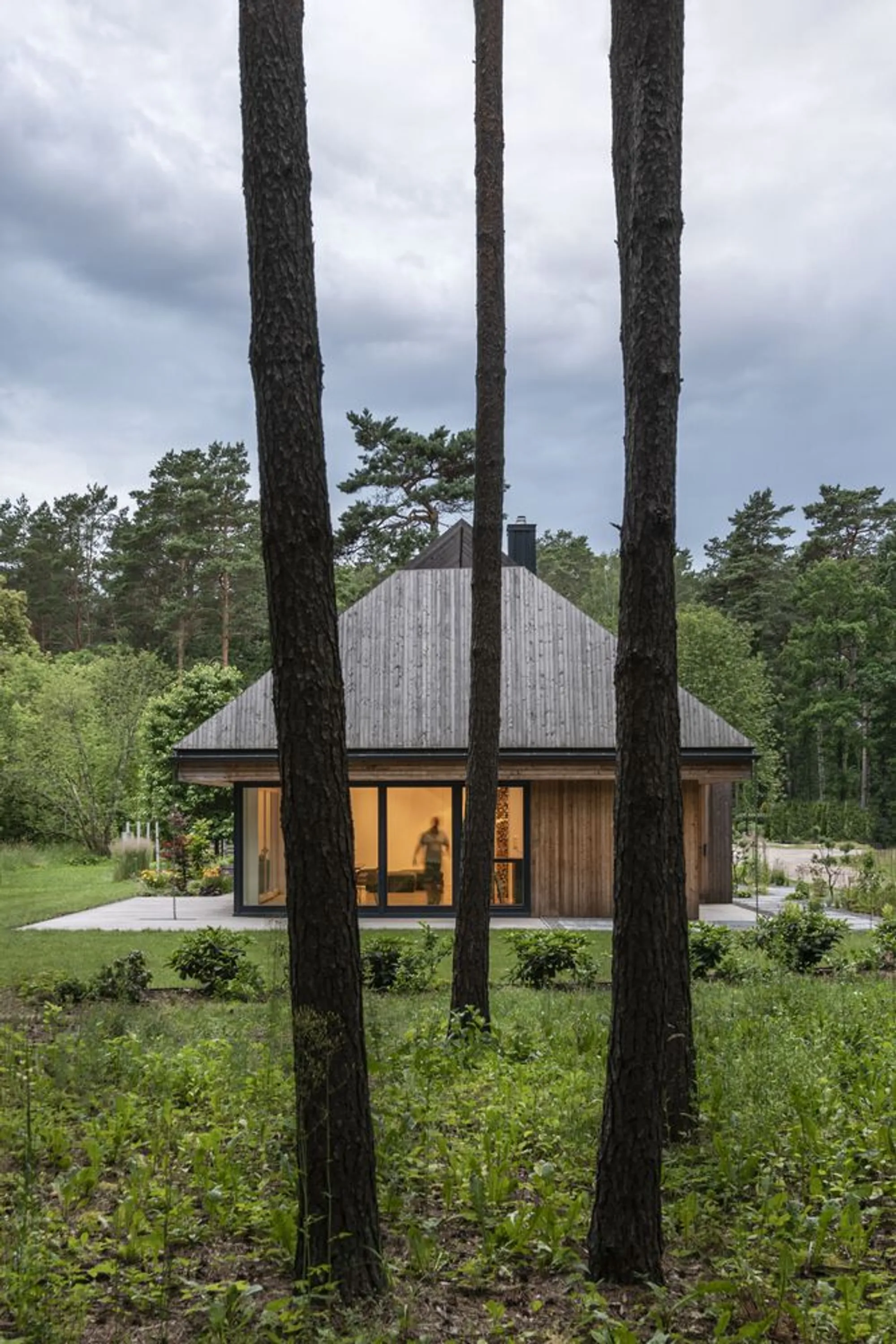 Laurynas Žakevičius Architects Carve a Larch-Clad Barn House into a Lithuanian Pine Forest