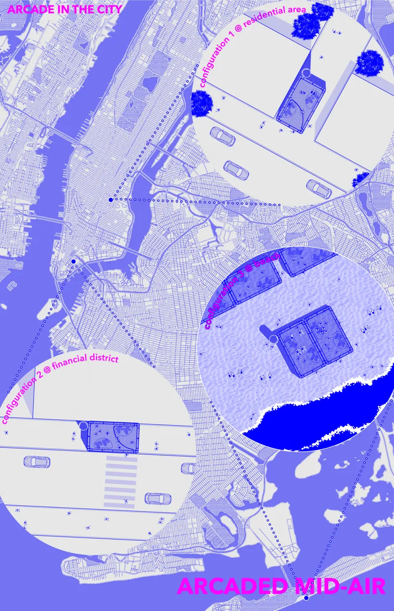 Site plan drawing showing waterfront location with detail callouts of building footprints