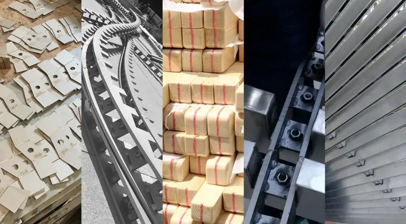 Fabrication details showing layered plywood components, banded timber blocks, and metal brackets