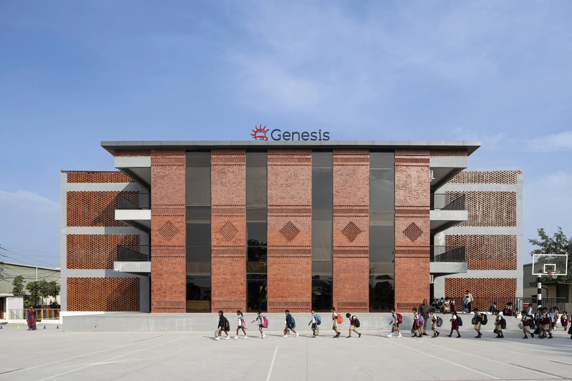 Studio Sacred Geometry Wraps a Hyderabad School in Patterned Brickwork and Green Courtyards