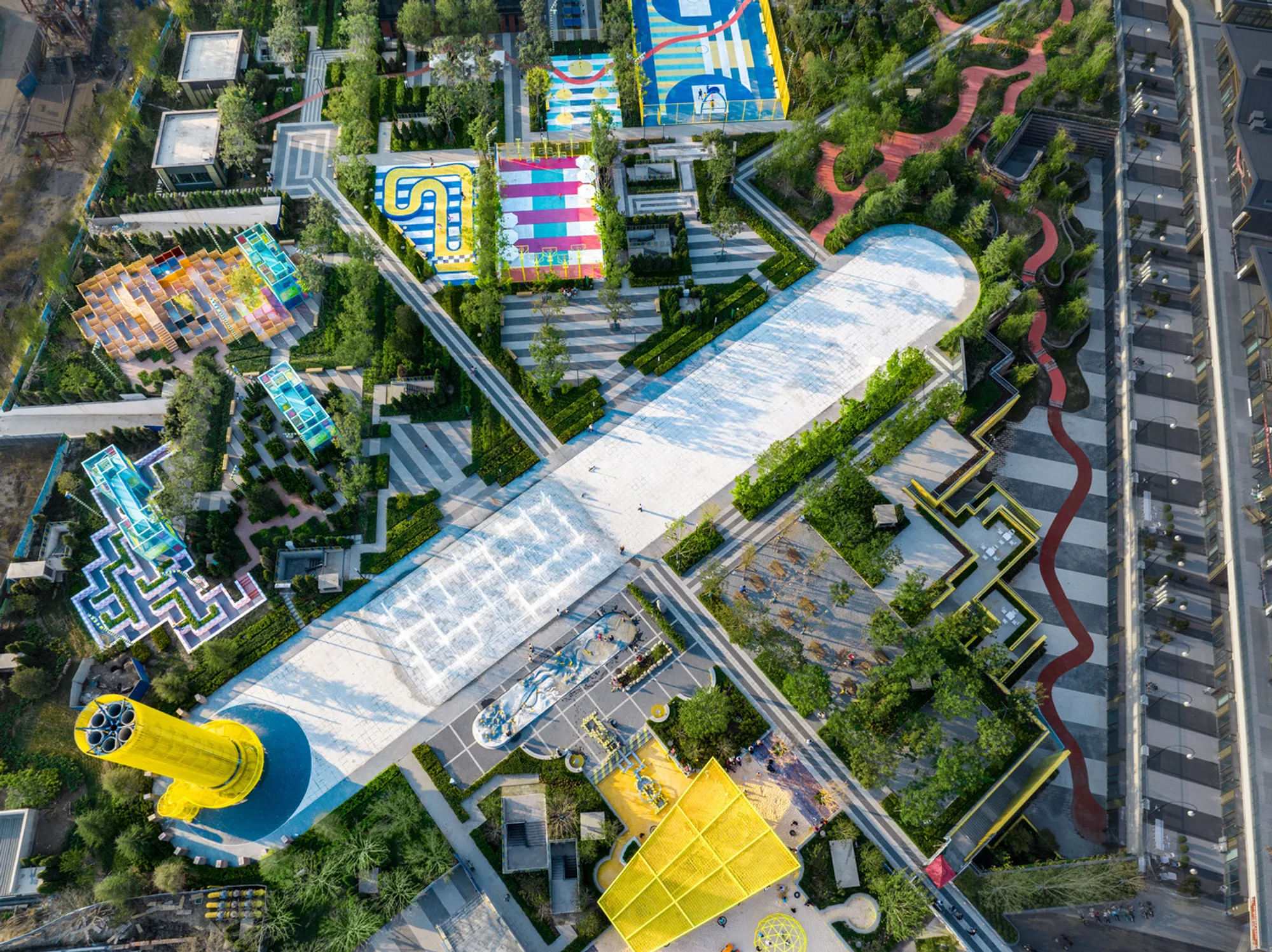 Ballistic Architecture Machine Builds a Park Over an Erased Chinese Town in Tianjin