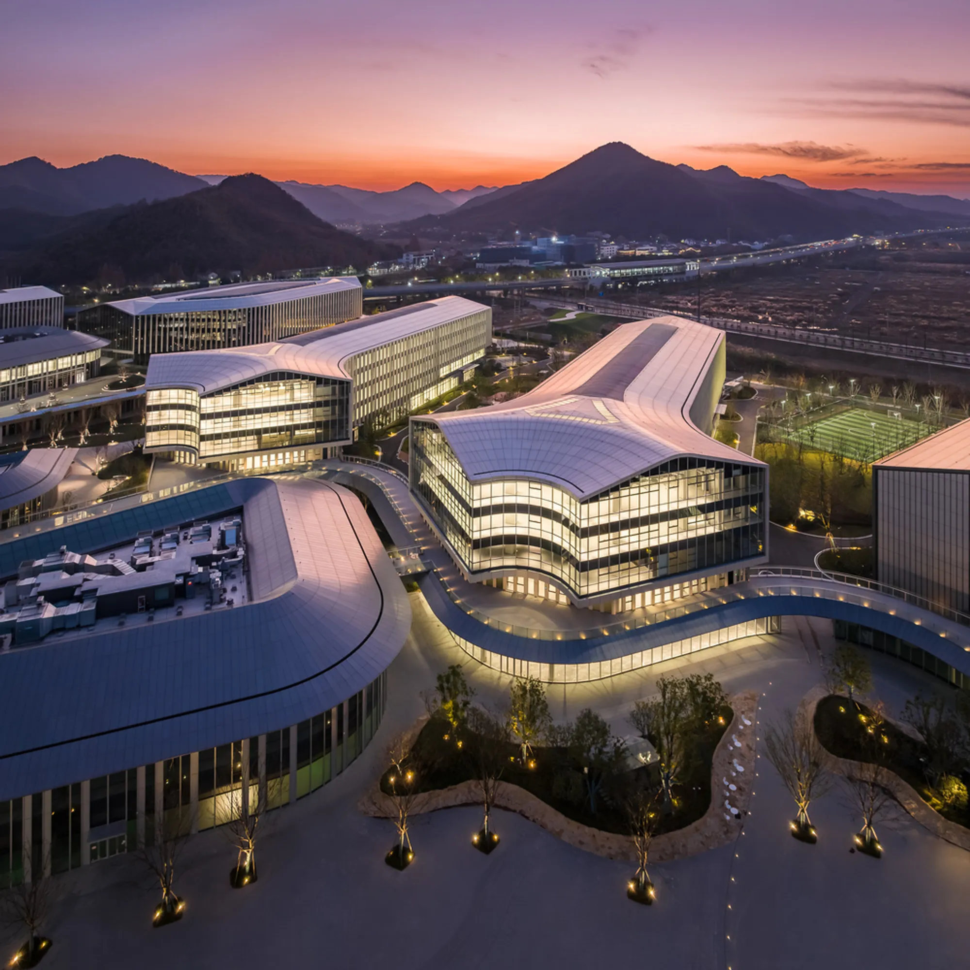 Future Office Park Design: Hangzhou Alibaba DAMO Nanhu Industry Park by Aedas
