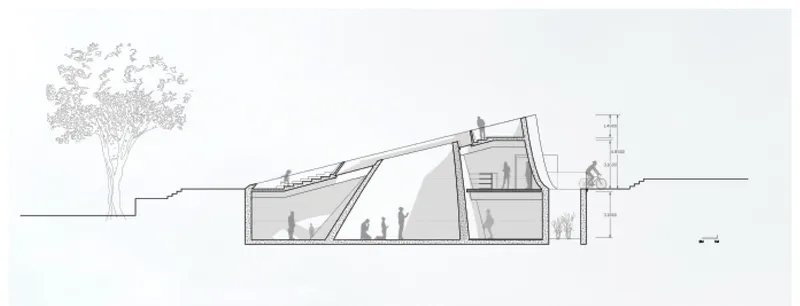 Sectional view revealing Unity Circle's layered architectural design.