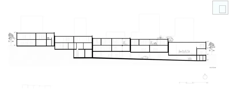 Linear elegance: architectural blueprint reveals graceful, functional layout.