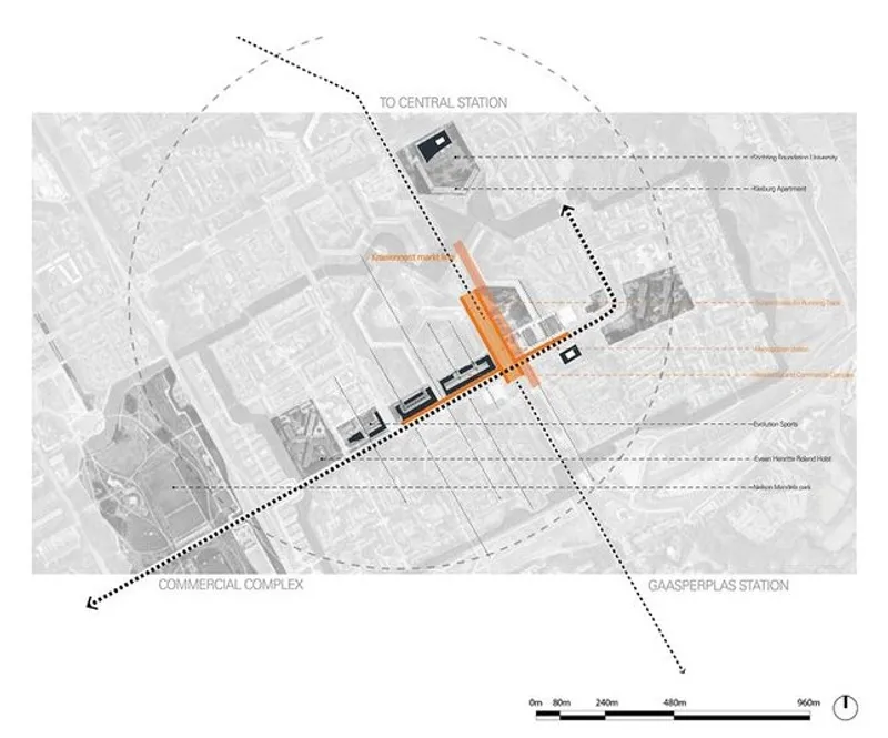 Site plan highlighting key connection points.