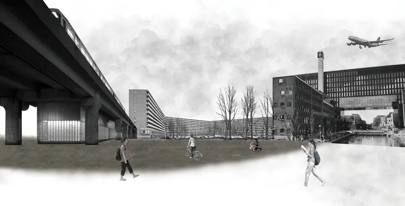 Metro station and residential complex integration.