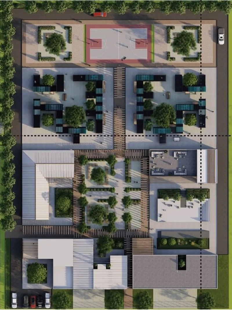 Strategic site layout with modular residential and service zones.