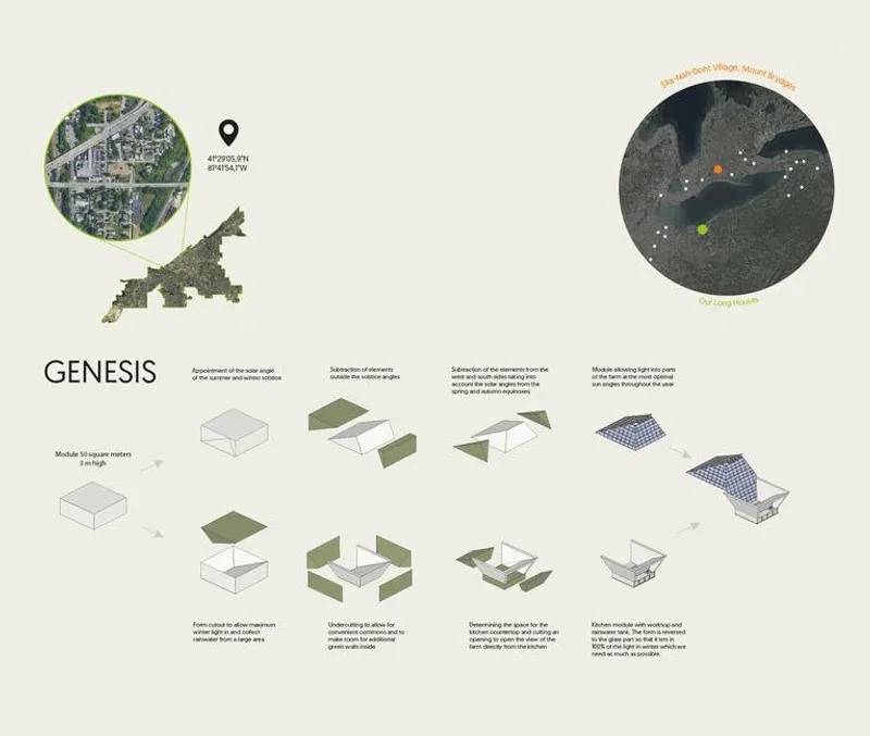 Three Sisters: Project Genesis – module design and site context.