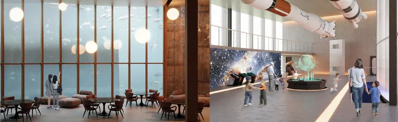 Café and interactive exhibit at MarsTrip Space Centre.