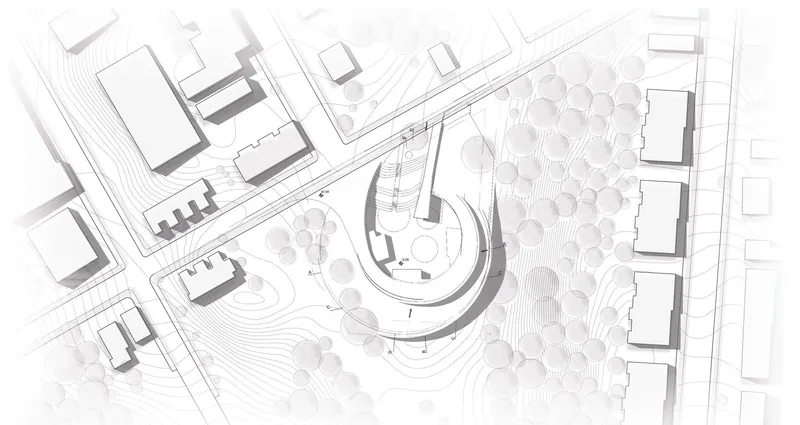 URBanHall: Architectural plans show flowing, organic design.