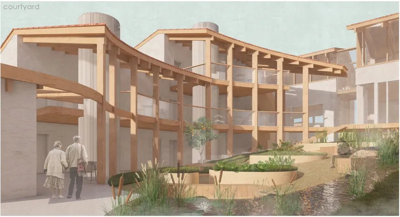 A central atrium garden fosters connection and well-being.