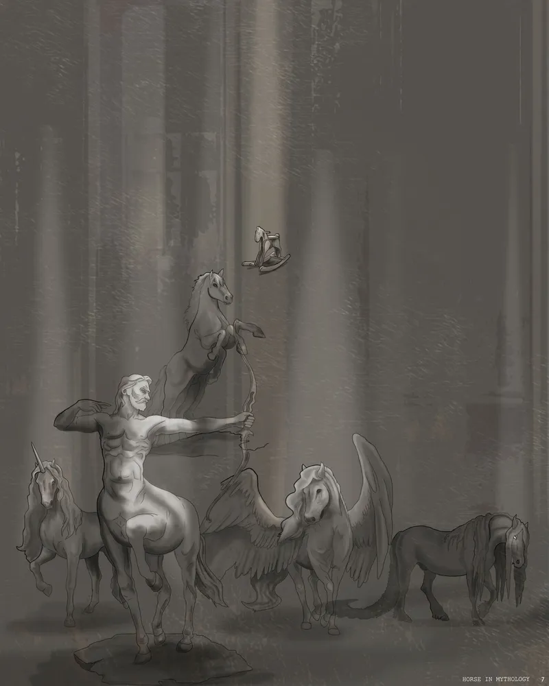 Mythological horses showcased, highlighting their legendary significance across cultures.