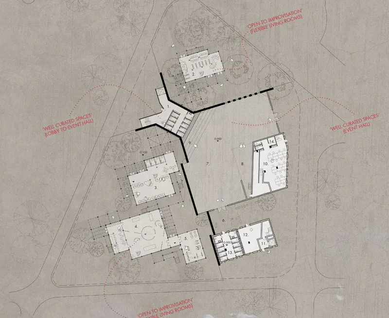 Flexible town hall design for civic engagement.