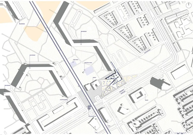 Site plan showing POLYGON's integration within Bijlmermeer.