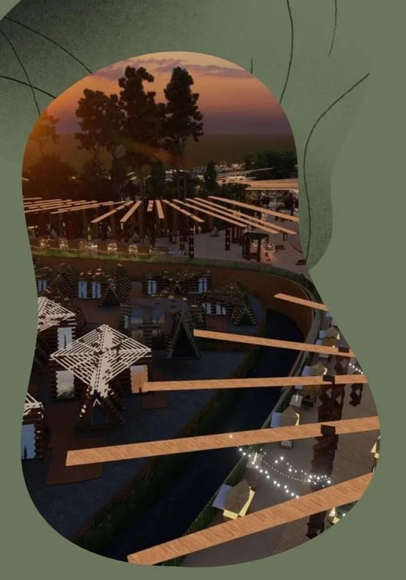 Netura's vibrant marketplace at sunset.