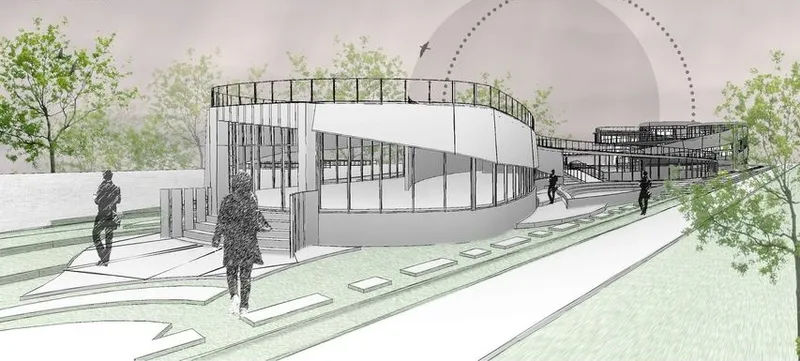 Curvy facade for a mental health center.