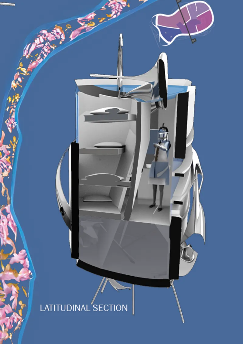 Latitudinal section showing interior of CoralCatalyst research lab.