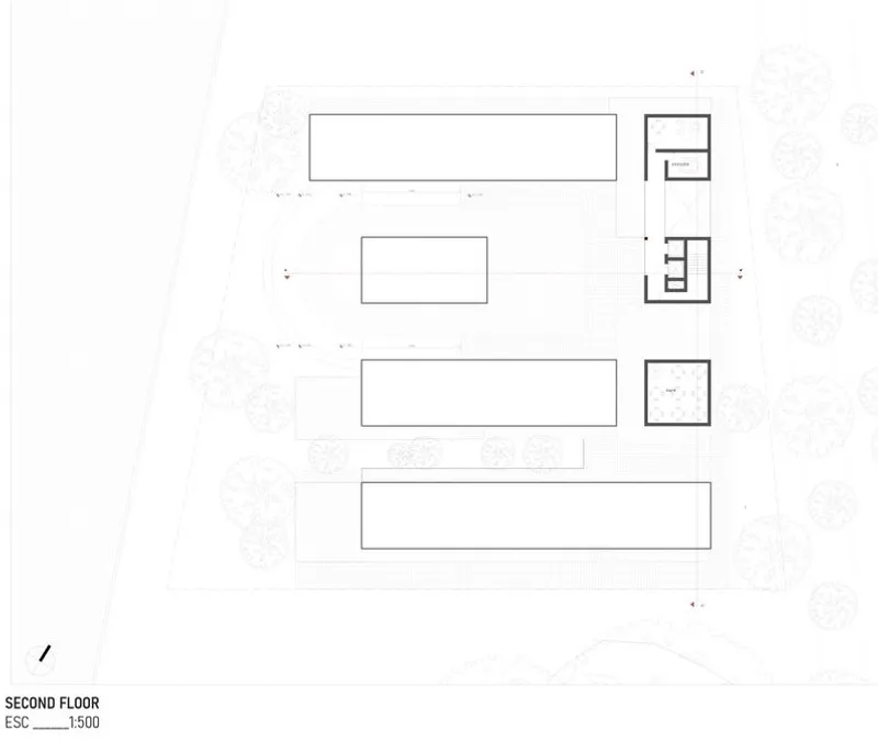 Second floor plan detailing upper-level spaces and layouts.