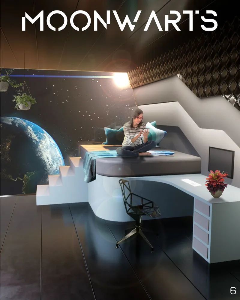 Earth-like living quarters in the MOONWARTS lunar habitat.