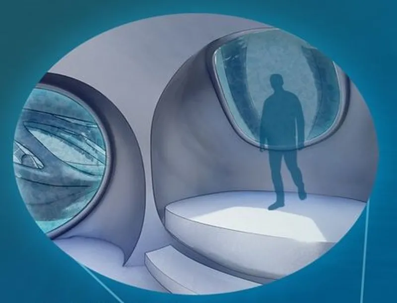 Interior view of the underwater research lab.